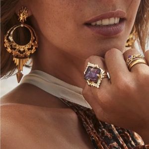 Kendra Scott Cass Cocktail Ring Gold Mauve Abalone, size 7.